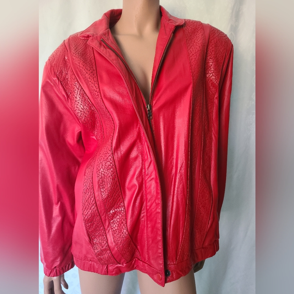 COMINT From Argentina Red Leather Jacket Size M